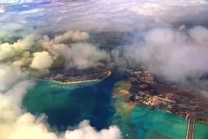 Honolulu through the clouds